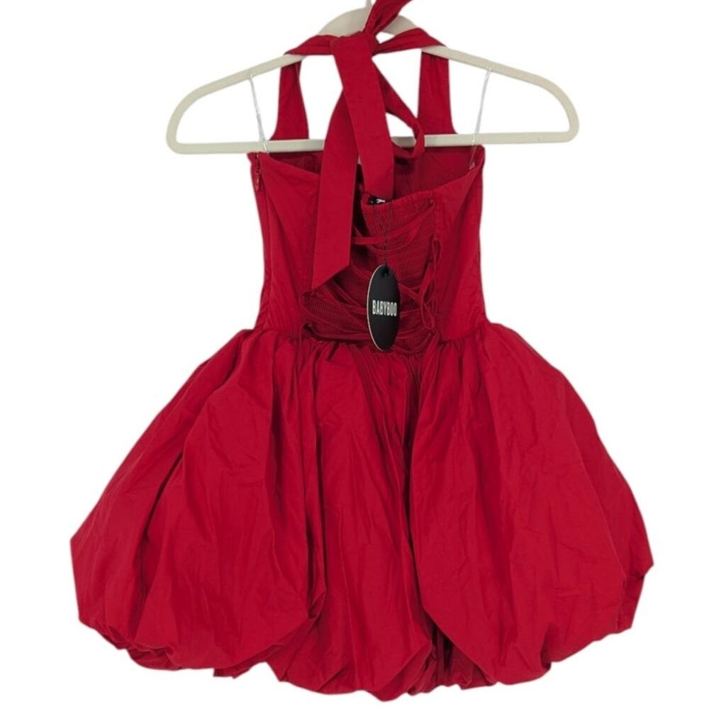 Babyboo Maricia Red Bubble Mini Dress Size Small NWT Corset Halter - Picture 3 of 4